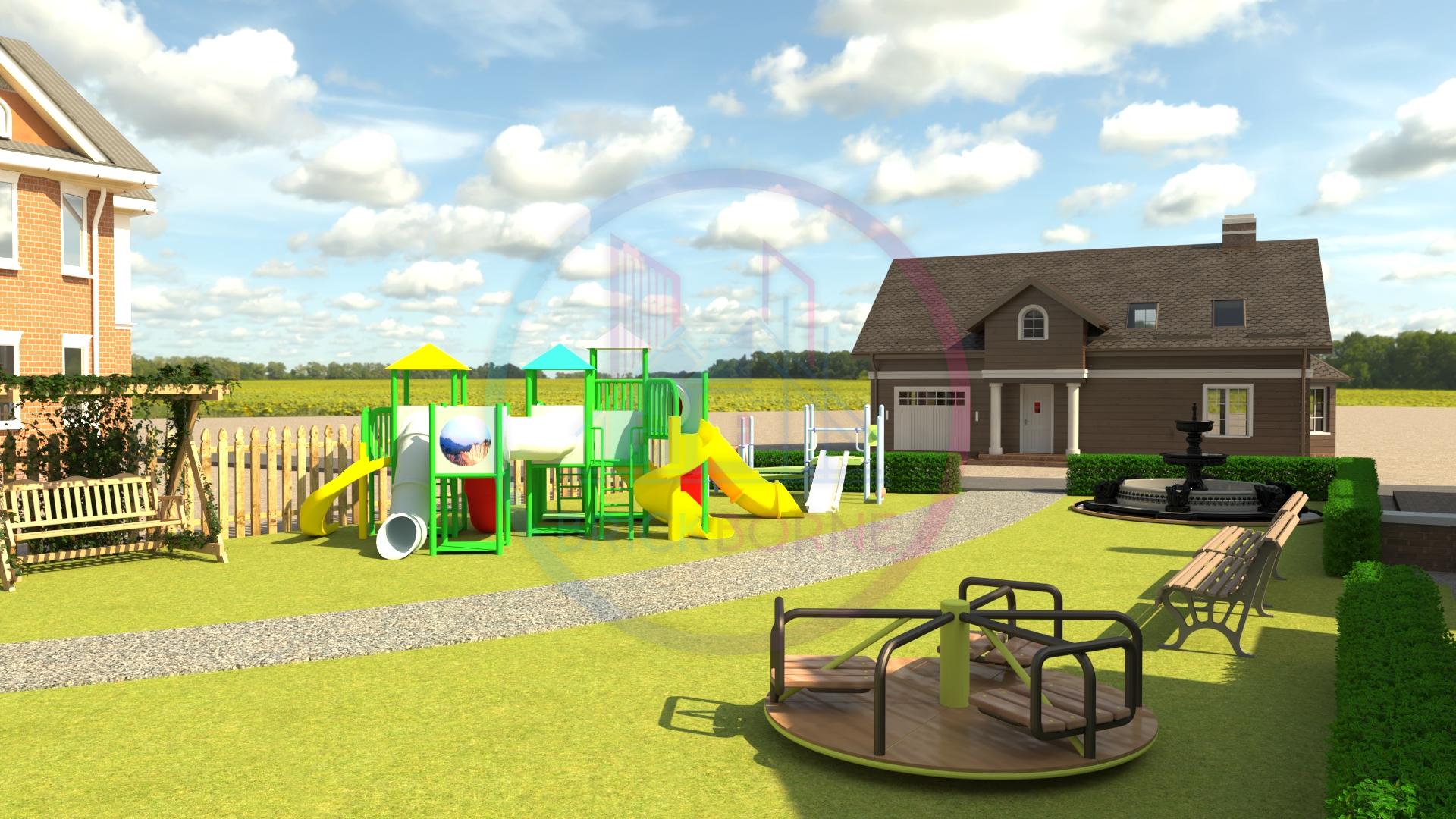 Renderings of Outdoor Playing Field in a Community