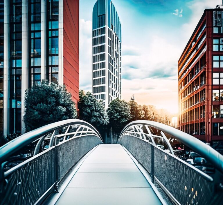 Firefly beautiful modern pedestrian bridge in cities connecting two parts of buildings 71333